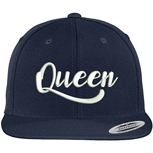 Trendy Apparel Shop Queen Script Embroidered Flat Bill Snapback Baseball Cap