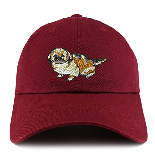 Trendy Apparel Shop Pekingese Dog Embroidered Low Profile Soft Cotton Dad Hat Cap