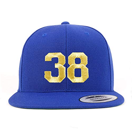 Trendy Apparel Shop Number 38 Gold Thread Flat Bill Snapback Baseball Cap