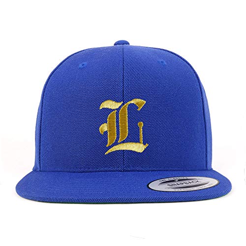 Trendy Apparel Shop Old English Gold L Embroidered Snapback Flatbill Baseball Cap