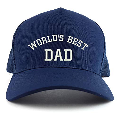 Trendy Apparel Shop World's Best Dad Embroidered Oversized 5 Panel XXL Trucker Mesh Cap