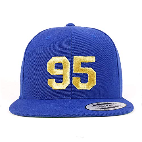 Trendy Apparel Shop Number 95 Gold Thread Flat Bill Snapback Baseball Cap