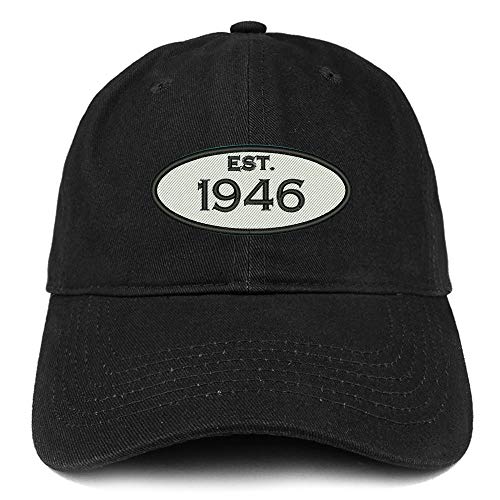 Trendy Apparel Shop 75th Birthday Established Year Soft Crown Brushed Cotton Cap