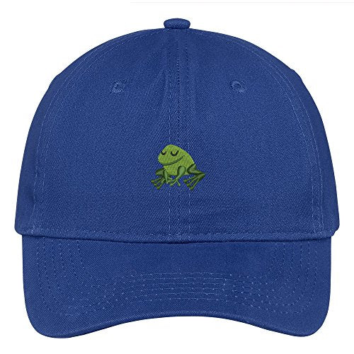 Trendy Apparel Shop Frog Embroidered Soft Crown 100% Brushed Cotton Cap