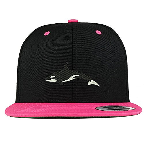 Trendy Apparel Shop Orca Killer Whale Embroidered Premium 2-Tone Flat Bill Snapback Cap