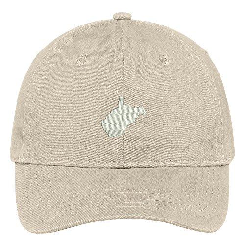 Trendy Apparel Shop West Virginia State Map Embroidered Low Profile Soft Cotton Brushed Baseball Cap