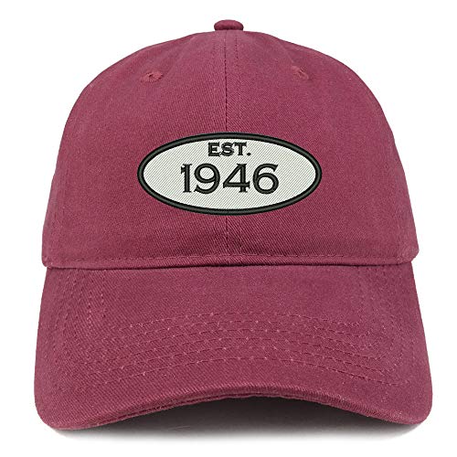 Trendy Apparel Shop 75th Birthday Established Year Soft Crown Brushed Cotton Cap