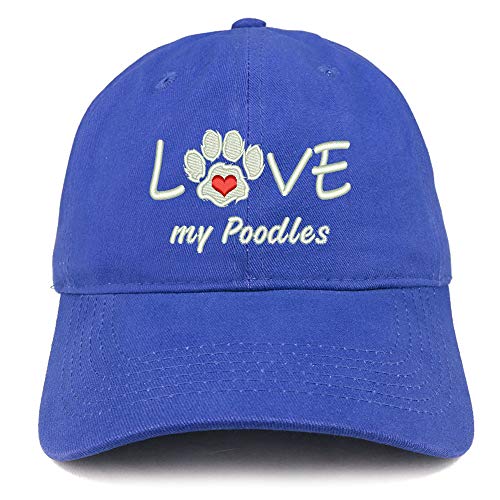 Trendy Apparel Shop I Love My Poodles Embroidered Soft Crown 100% Brushed Cotton Cap