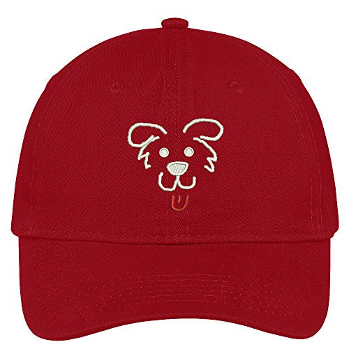 Trendy Apparel Shop Dog Face Outline Embroidered Low Profile Soft Cotton Brushed Cap