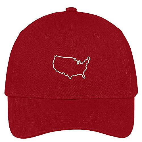 Trendy Apparel Shop United States Outline Map Embroidered Low Profile Soft Cotton Brushed Baseball Cap