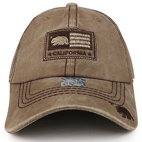 Trendy Apparel Shop California Flag with Cali Bear Embroidered Unstructured Baseball Cap