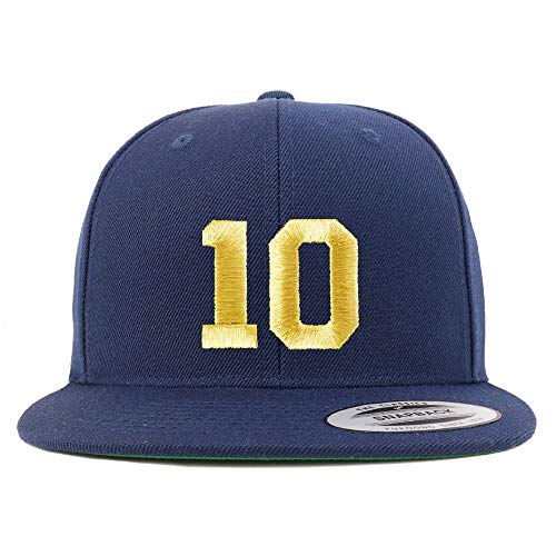 Trendy Apparel Shop Number 10 Gold Thread Flat Bill Snapback Baseball Cap