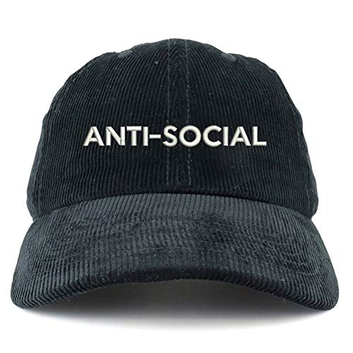 Trendy Apparel Shop Anti Social Cotton Corduroy Unstructured Baseball Cap