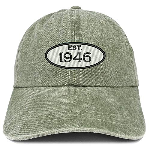 Trendy Apparel Shop 75th Birthday Established 1946 Washed Cotton Adjustable Cap