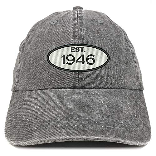 Trendy Apparel Shop 75th Birthday Established 1946 Washed Cotton Adjustable Cap