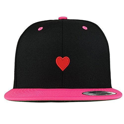 Trendy Apparel Shop Emoticon Heart Embroidered Premium 2-Tone Flat Bill Snapback Cap