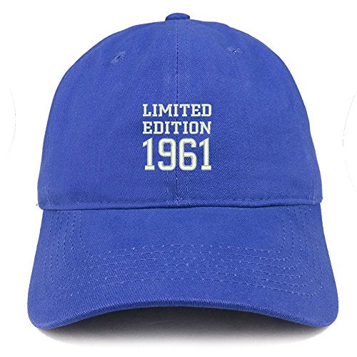 Trendy Apparel Shop Limited Edition 1961 Embroidered Birthday Gift Brushed Cotton Cap