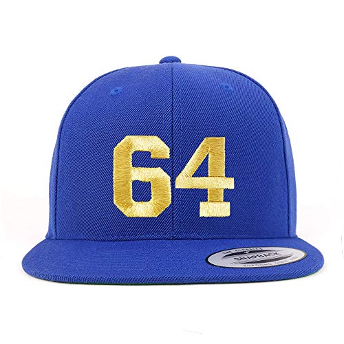 Trendy Apparel Shop Number 64 Gold Thread Flat Bill Snapback Baseball Cap