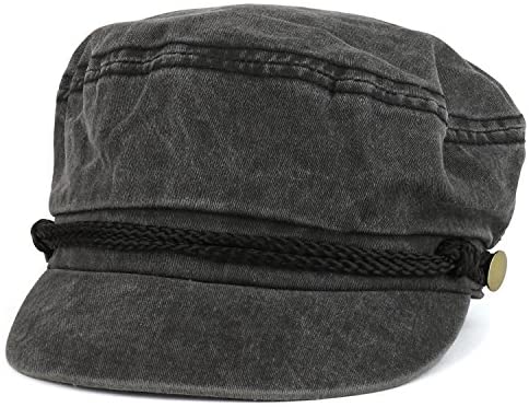 Trendy Apparel Shop Greek Style Washed Denim Fisherman Cabbie Hat