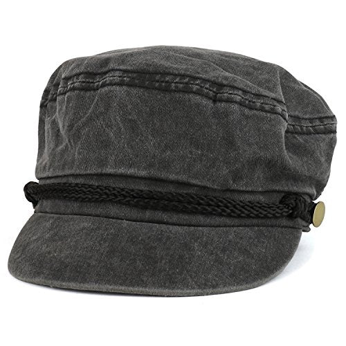Trendy Apparel Shop Greek Style Washed Denim Fisherman Cabbie Hat