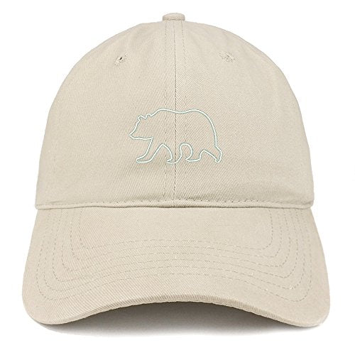 Trendy Apparel Shop Grizzly Bear Outline Embroidered Soft Cotton Dad Hat