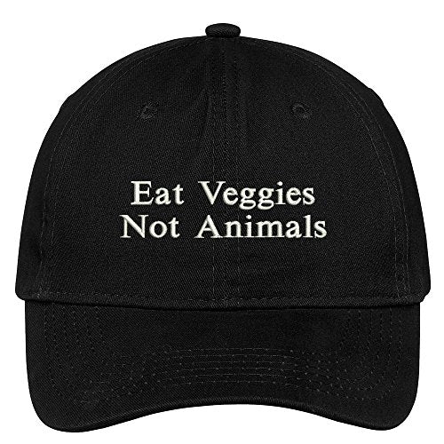 Trendy Apparel Shop Eat Veggies Not Animals Embroidered Soft Brushed Cotton Low Profile Cap