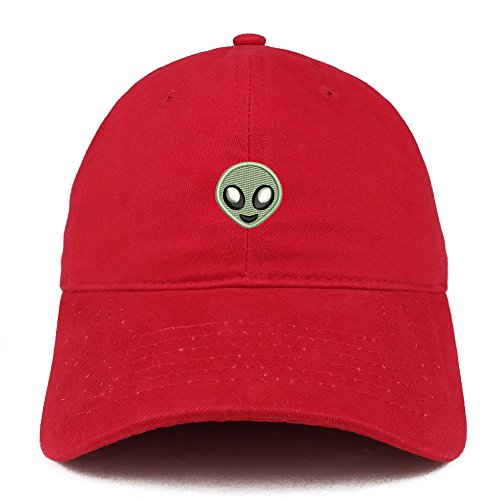 Trendy Apparel Shop Alien Emoticon Embroidered 100% Soft Brushed Cotton Low Profile Cap