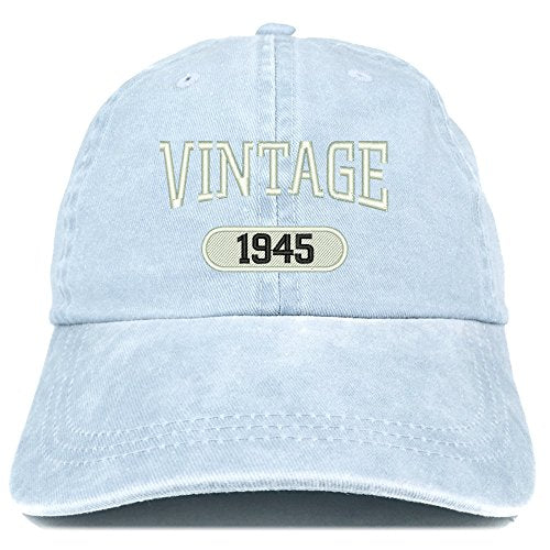 Trendy Apparel Shop Vintage 1945 Embroidered 76th Birthday Soft Crown Washed Cotton Cap