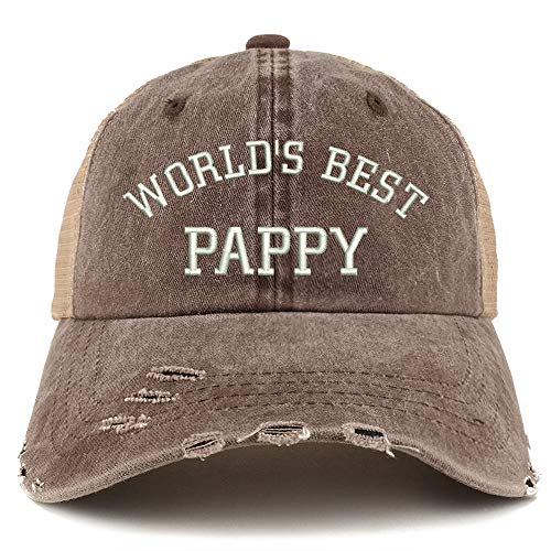 Trendy Apparel Shop World's Best Pappy Washed Front Mesh Back Frayed Bill Cap