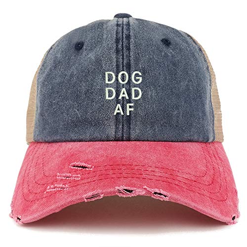 Trendy Apparel Shop Dog Dad AF Washed Front Mesh Back Frayed Bill Cap