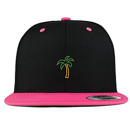 Trendy Apparel Shop Palm Tree Embroidered Premium 2-Tone Flat Bill Snapback Cap