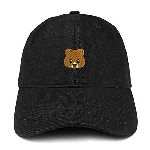 Trendy Apparel Shop Bear Emoticon Embroidered 100% Soft Brushed Cotton Low Profile Cap