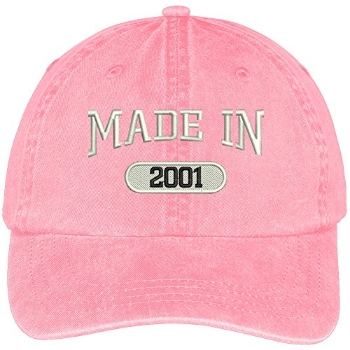 Trendy Apparel Shop 18th Birthday - Made in 2001 Embroidered Low Profile Washed Cotton Baseball Cap