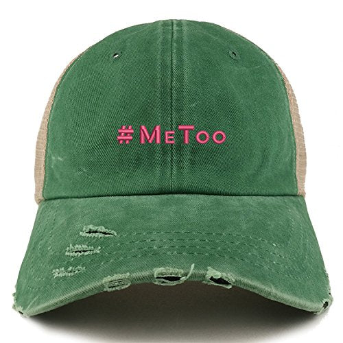 Trendy Apparel Shop MeToo Movement Hot Pink Embroidered Frayed Bill Trucker Mesh Cap