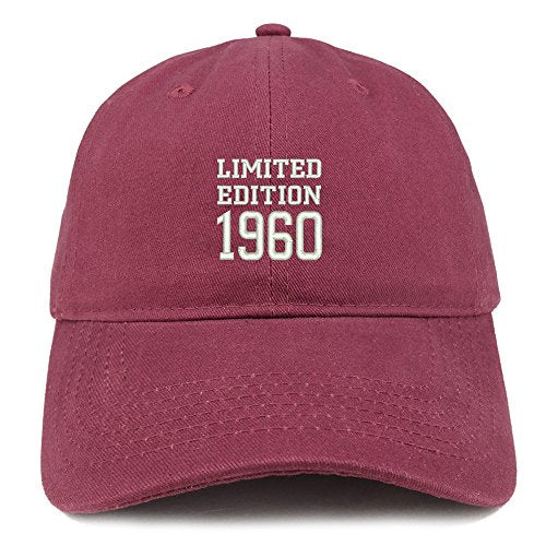 Trendy Apparel Shop Limited Edition 1960 Embroidered Birthday Gift Brushed Cotton Cap