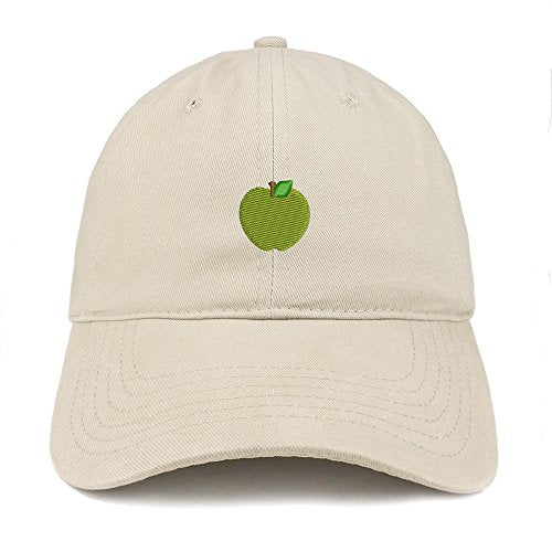 Trendy Apparel Shop Green Apple Emoticon Embroidered 100% Soft Brushed Cotton Low Profile Cap