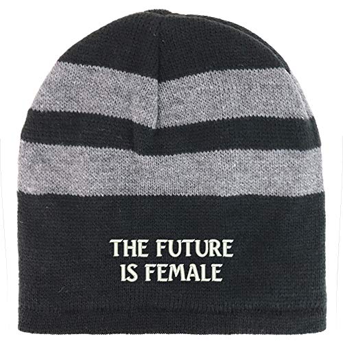Trendy Apparel Shop The Future is Female Fleece Lined Striped Short Beanie
