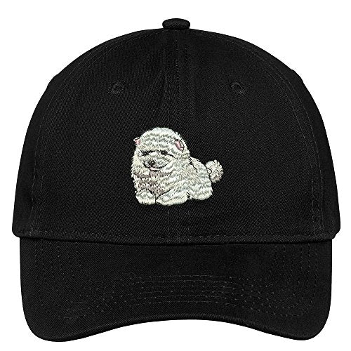 Trendy Apparel Shop Pomeranian Puppy Embroidered Low Profile Soft Cotton Brushed Cap