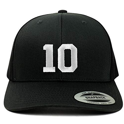 Trendy Apparel Shop Number 10 White Thread Embroidered Retro Trucker Mesh Cap