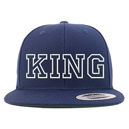 Trendy Apparel Shop King Outline Embroidered Snapback Flatbill Baseball Cap