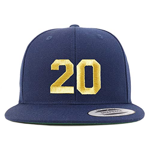 Trendy Apparel Shop Number 20 Gold Thread Flat Bill Snapback Baseball Cap