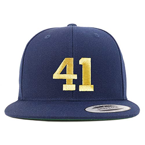 Trendy Apparel Shop Number 41 Gold Thread Flat Bill Snapback Baseball Cap