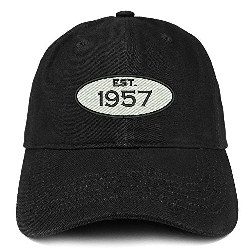 Trendy Apparel Shop Established 1957 Embroidered 64th Birthday Gift Soft Crown Cotton Cap