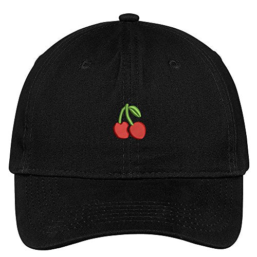 Trendy Apparel Shop Cherry Embroidered Low Profile Soft Cotton Brushed Baseball Cap