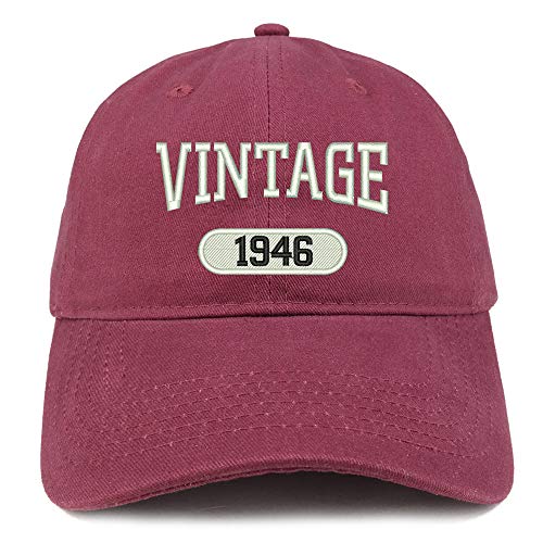 Trendy Apparel Shop 75th Birthday Vintage 1946 Soft Crown Brushed Cotton Cap