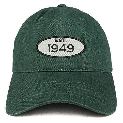 Trendy Apparel Shop Established 1949 Embroidered 72nd Birthday Gift Soft Crown Cotton Cap