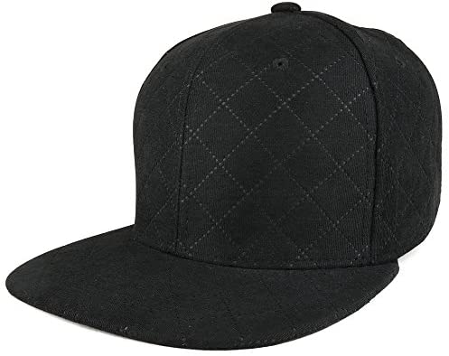 Trendy Apparel Shop Plain Quilted 100% Soft Cotton Structured Flat Bill Snapback Cap