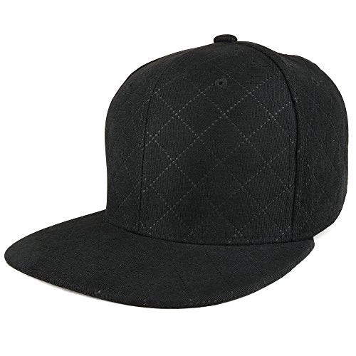 Trendy Apparel Shop Plain Quilted 100% Soft Cotton Structured Flat Bill Snapback Cap