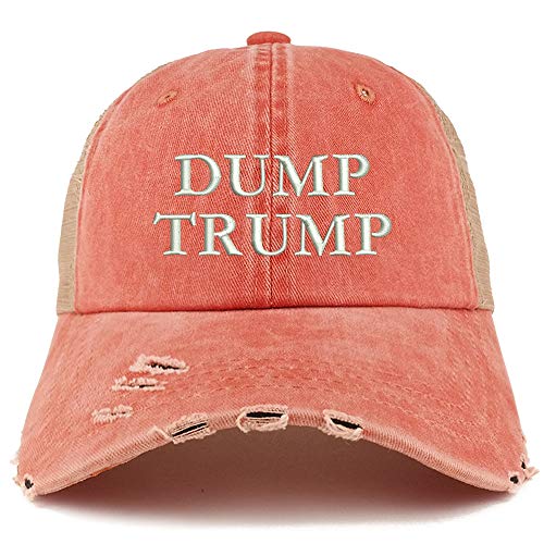 Trendy Apparel Shop Dump Trump Washed Front Frayed Bill Trucker Cap