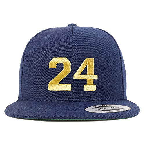 Trendy Apparel Shop Number 24 Gold Thread Flat Bill Snapback Baseball Cap